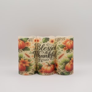 Blessed & thankful thanksgiving candles,Real wax battery operated flameless candle, thanksgiving home decor, thanksgiving table centerpieces