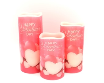 Valentines Day Flameless Candle: Real Wax LED with Remote Option