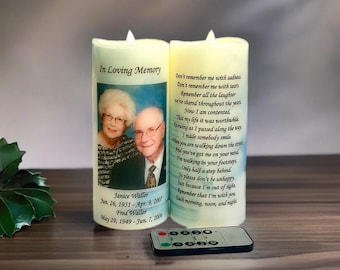 Personalized Memorial LED Candle, Real Wax, Custom Photo Remembrance (Remote Option)