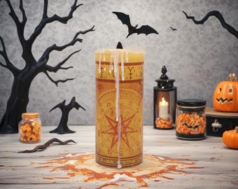 Witches Spell Candle with Black Flame: Flameless Halloween Decor