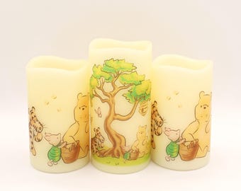 Winnie the Pooh Nursery Decor, Real Wax Battery Candles, Baby Shower Gift