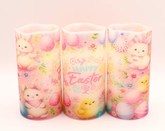 Easter Bunny Flameless Candle: Battery Operated LED Home Decor