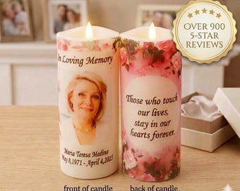 Bougie LED commémorative personnalisée, photo souvenir personnalisée, décoration d'intérieur à la mémoire d'un amoureux