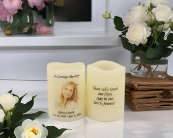 Memorial candle favors for funerals or gifts, Flameless real wax candles, Funeral favors