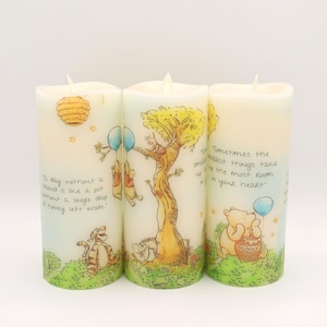 Winnie the Pooh Real Wax LED candles, battery operated baby shower centerpiece, beautiful decor for nursery or child’s room