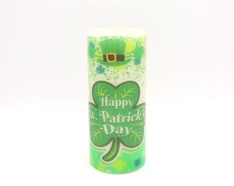 St. Patrick's Day LED Candle: Real Wax, Battery Operated candle