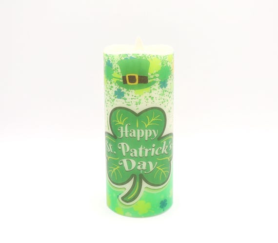 St. Patrick's Day LED Kerze: Echtes Wachs, batteriebetriebene Kerze