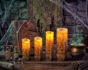 Hocus Pocus Black flame candle replica, Halloween home decor, flameless wax candle with remote option