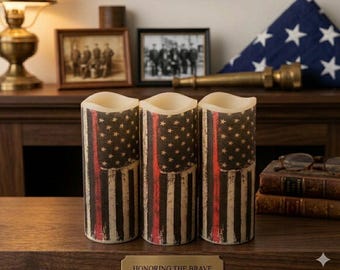 Vlamloze kaarsenset met Amerikaanse vlag: patriottisch decor op 4 juli (optie op afstand)