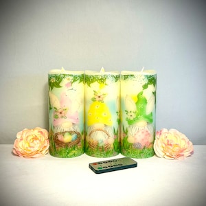 Easter candle, gnome candle, spring candle, wax, LED, flickering flame, gift for her, home decoration, Easter gift, gnomes, LED candle