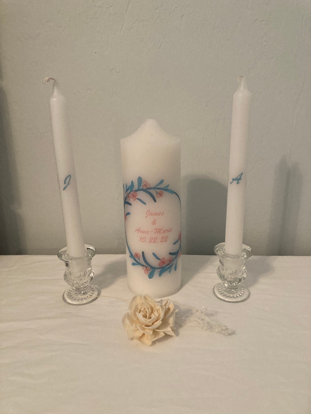 Personalized, Unity Candle, Pink and Blue, Wedding Ceremony, Wedding