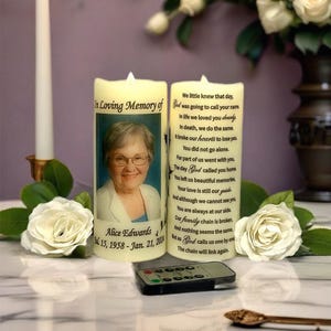 Custom Memorial candle, wax, flickering flame, memorial gift, personalized candle, memorial candle, candle for loved one, custom picture