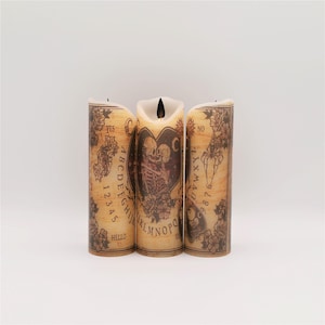 Conjunto de velas misteriosas em forma de esqueleto de tabuleiro Ouija, ambiente misterioso perfeito para decoração de Halloween, opção de controle remoto para velas de cera verdadeira operadas por bateria