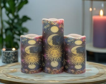 Astrological Flameless Candle Set: Real Wax LED Spell Candles with Remote