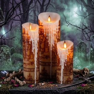Hocus Pocus Halloween decor, Black Flame Candle Replica, Real wax, flameless candle, LED, Hocus Pocus decor