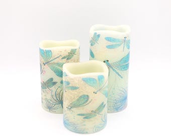 Dragonfly LED Candles: Flameless Real Wax Spring Decor (Remote Optional)