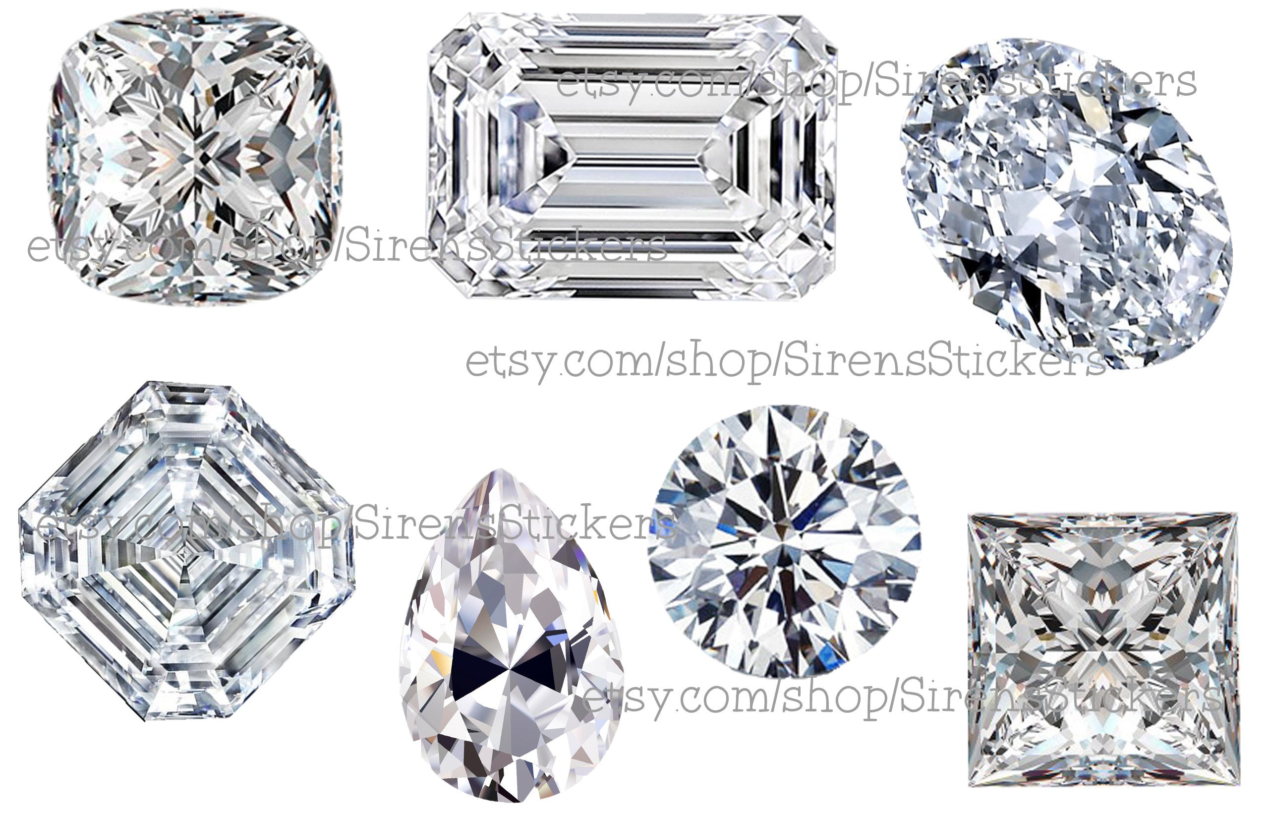 Printable Diamond Stickers | Large Size | Engagment Party Decor | PDF ...