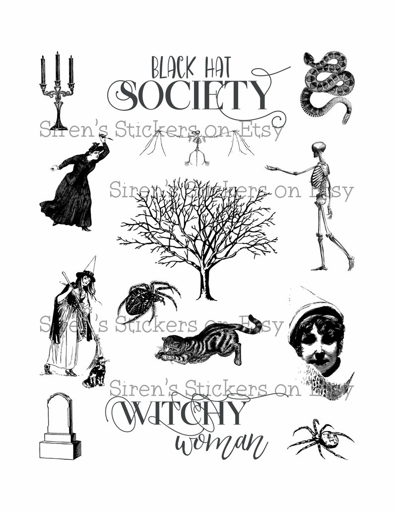 Printable Halloween Stickers | Vintage Halloween | Black | Halloween ...