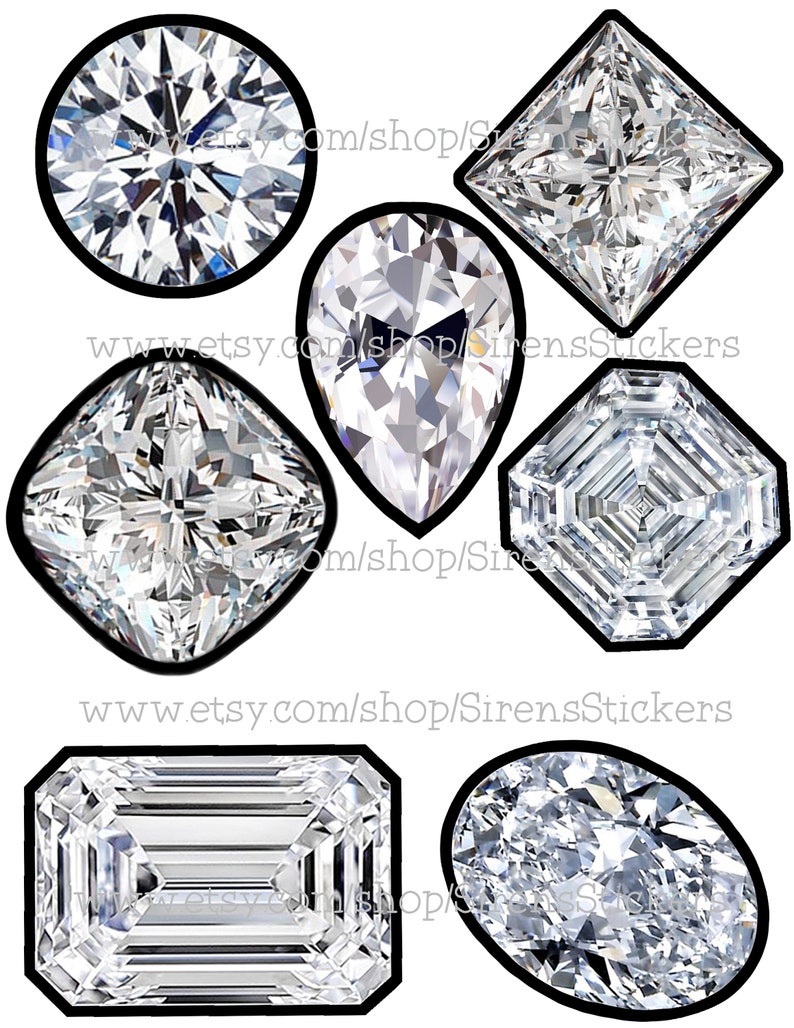 Printable Diamond Stickers Large Size Engagment Party Decor PDF and PNG