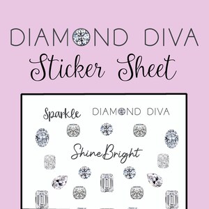 Printable Diamond Diva Stickers | Diamond Quotes | Engagment Scrapbook | PDF and PNG | Print Your Own Diamond Clip Art | Digital Download