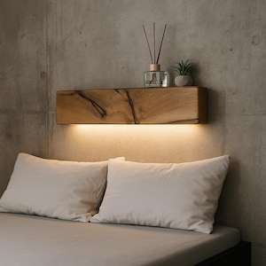 Handcrafted wood wall sconce, horizontal reclaimed oak lamp, unique floating shelf, flush mount ceiling lighting, Wandlampe, applique murale