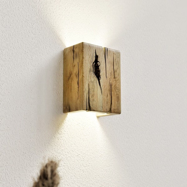 Plug in wall sconce or hardwired Lighting Handmade Wandlampe Oak Wall lamp Plug in pendant light Wandleuchte Craft Wood sconce Bedside lamp