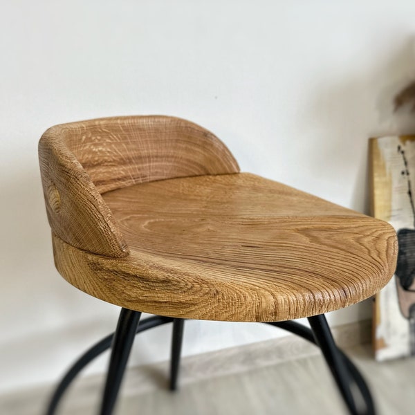 Silla taburete de bar de roble de madera, sólo asiento de madera, asiento de silla, silla de bar con respaldo, sillas de comedor, madera recuperada, muebles hechos a mano, silla decorativa