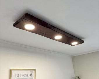 Flushmount ceiling light fixture, handmade wood pendant lighting, deckenlampe holz, holz deckenleuchte, floating liveedge wood chandelier