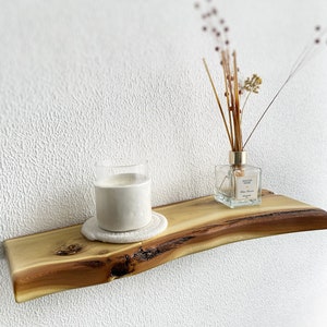Floating acacia wood wall shelves, easy install custom shelves, hanging bar shelves, bathroom laundry shelf, live edge shelf, plant shel