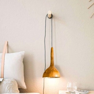 Wood plug in wall sconce, rattan lamp shades pendant light, mid century modern, marocan hanging lamp, ceiling lights, trending now handmade