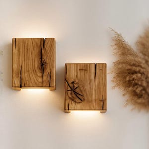 Rustic Wall Lamp, Plug in Wall Sconce, Handmade Wood Light Fixture, Applique Murale Bois, Wandlampe Holz, Vintage Farmhouse Lighting