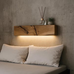 Handcrafted wood wall sconce, horizontal reclaimed oak lamp, unique floating shelf, flush mount ceiling lighting, Wandlampe, applique murale