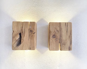 Handgefertigte Plug-In-Wandleuchte aus Holz oder mit Schalterbefestigung, Wand-Nachttischlampe in Sondergröße, Wandleuchte, Lampenschirme, Wandleuchten aus Eichenholz