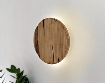 Aplique de pared redondo o con interruptor, lámpara de noche de pared de tamaño personalizado, iluminación de aplique, pantalla de lámpara, luz de pared de roble de madera, lámpara de varita, iluminación