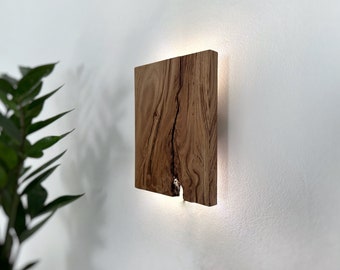 Prise en bois de wandlampe faite à la main dans une applique murale ou avec interrupteur, lampe de chevet murale de taille personnalisée, éclairage, abat-jour, appliques murales en chêne en bois