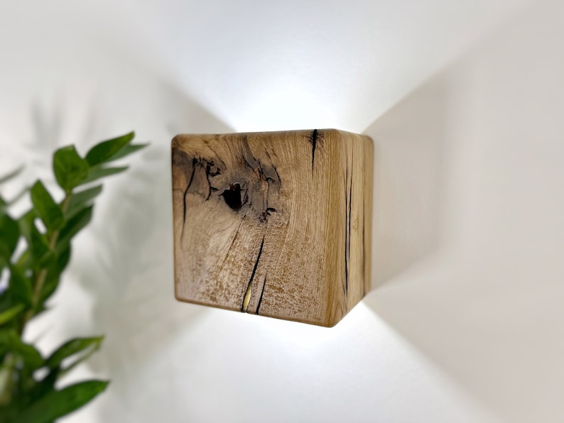 Handmade wood plug in wall sconce or with switch fixture, custom size wall bedside lamp, sconce lighting, lampshades, wood oak wall lights zdjęcie 3