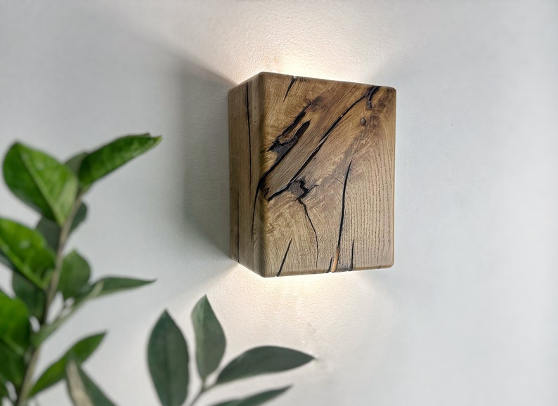 Handmade wood plug in wall sconce or with switch fixture, custom size wall bedside lamp, sconce lighting, lampshades, wood oak wall lights zdjęcie 2