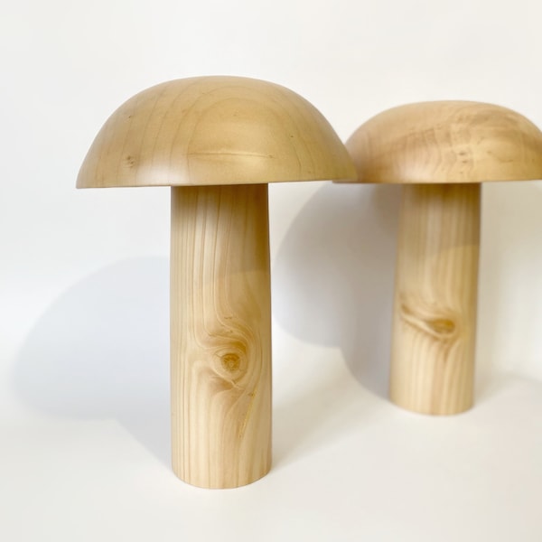 Mushroom wooden table lamp, bedside art deco lamp, lampshade, japandi desk lamp, coastal light, nightlight, house warming gifts new home