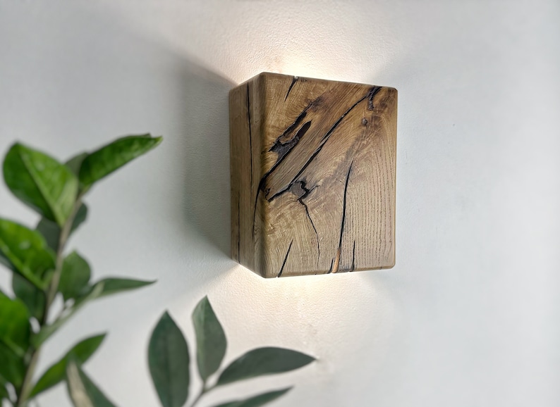 Handgefertigte Plug-In-Wandleuchte aus Holz oder mit Schalterbefestigung, Wand-Nachttischlampe in Sondergröße, Wandleuchte, Lampenschirme, Wandleuchten aus Holz Bild 2