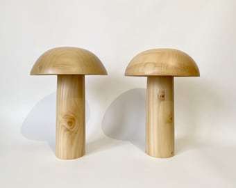 Mushroom wooden table lamp, bedside art deco lamp, lampshade, japandi desk lamp, coastal light, nightlight, house warming gifts new home