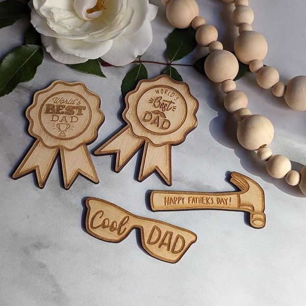 Laser Cut Wood Father's Day Treat Toppers: Engraved Charcuterie Embellishments (Set of 6)