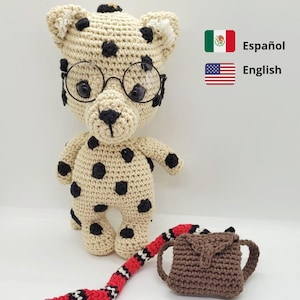 ENGLISH/ESPAÑOL pdf pattern, amigurumi pattern, Ari &quot;the persian leopard&quot; and Suzie &quot;the false coral snake&quot;
