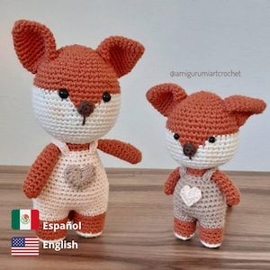 ENGLISH/SPANISH amigurumi pattern fox and mini fox, crochet fox, knitted fox