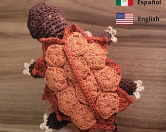 ENGLISH/SPANISH digital pattern pdf, turtle amigurumi, Black-breasted leaf turtle, black-breasted leaf turtle