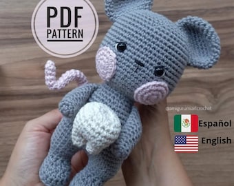 ENGLISH/SPANISH PDF, amigurumi pattern, amigurumi mouse, amigurumi cheese, amigurumi tooth, amigurumi mouse