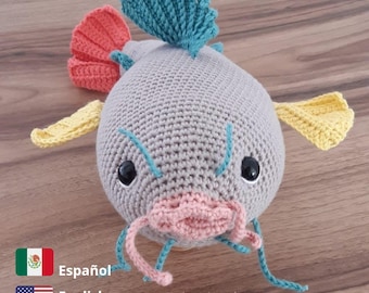 ENGLISH/SPANISH Charlotte the catfish amigurumi fish pdf pattern