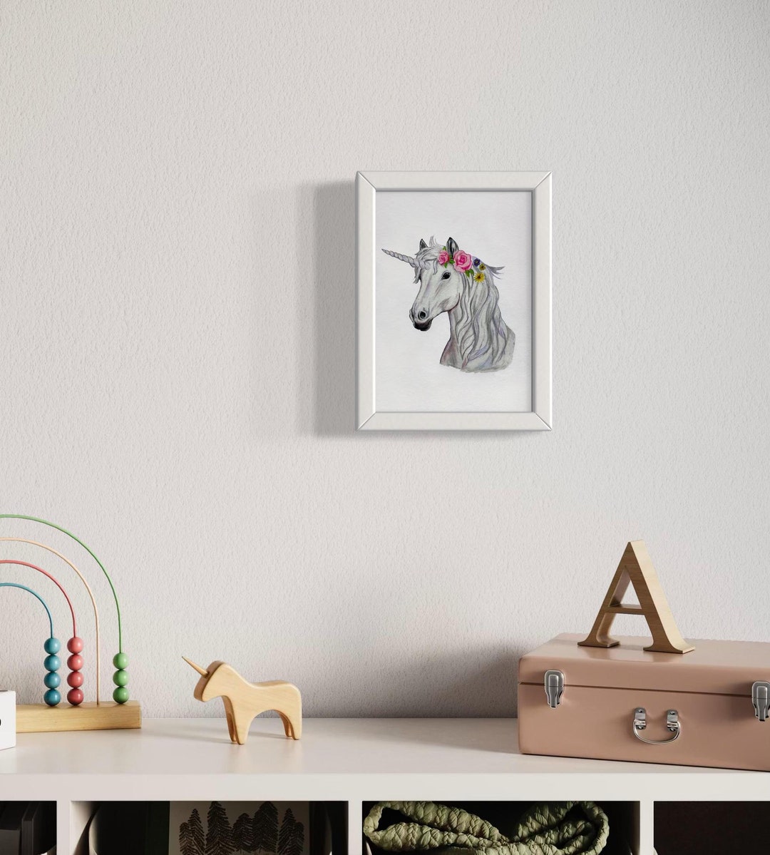 5x7 Unicorn Drawing, Color Pencil Art, Magical Art for Little Girls ...