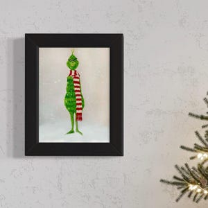 5x7 Sr. Grinch, Desenho a Lápis de Cor, Impressão Artística, Ideia de Presente de Natal para Pessoas que Não Gostam de Natal, Ideia Única de Presente de Natal