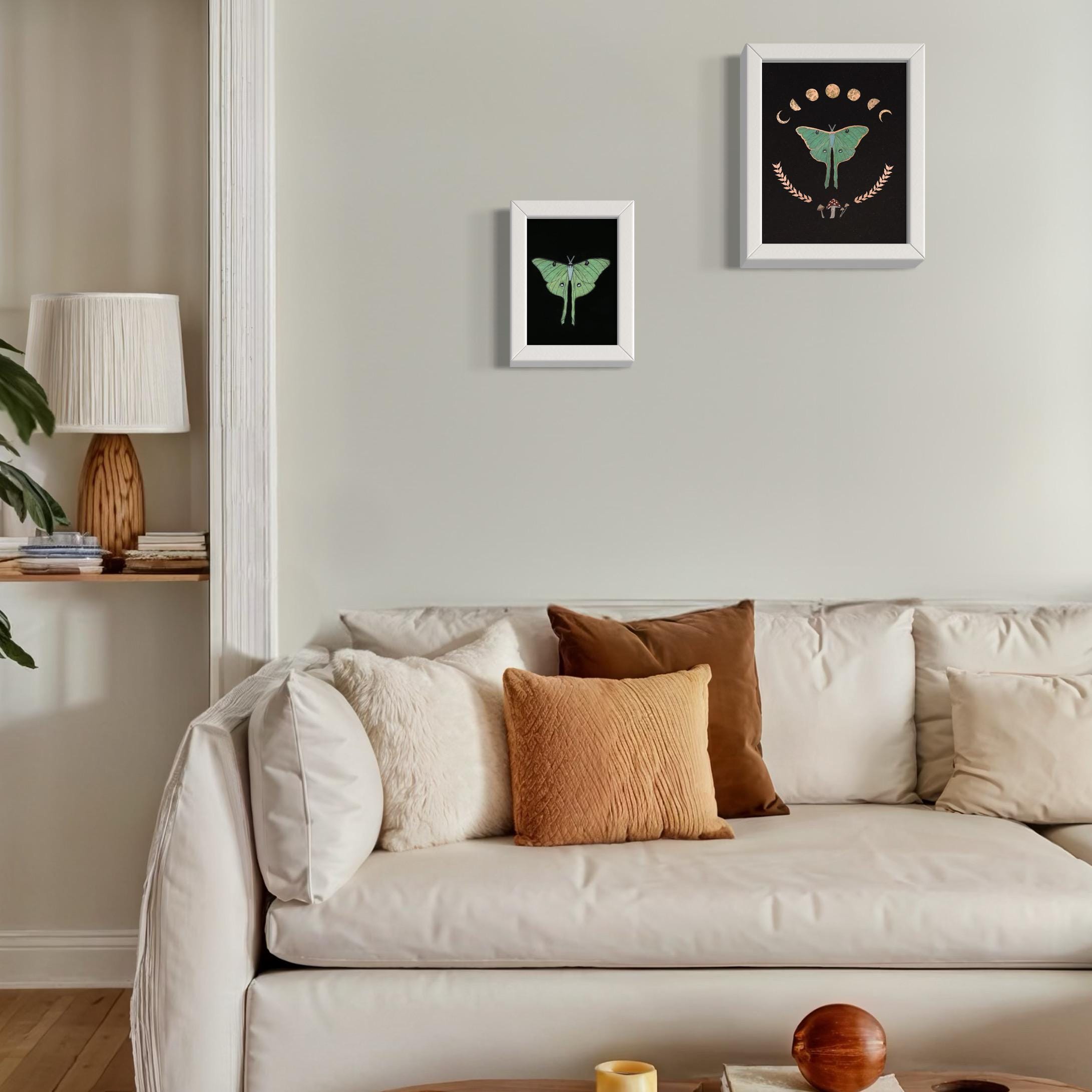 Luna Moth Art Print Set: Phases of the Moon, Cottagecore Home Decor - Etsy