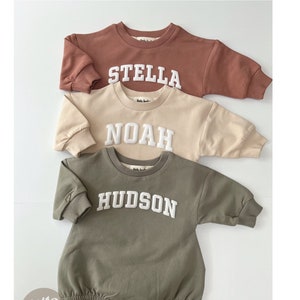 Puff Lettering oversized Sweatshirt Bodysuit | Bubble Sweatshirt Romper with Name | Bubble Sweater Bodysuit with Puffy Lettering